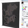 Coffee Shop Red Neon Billboard With Bright Glowing Sign Letters Design