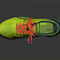 Bright Yellow ASICS Running Shoes With Orange Laces And Blue Accents For Sports