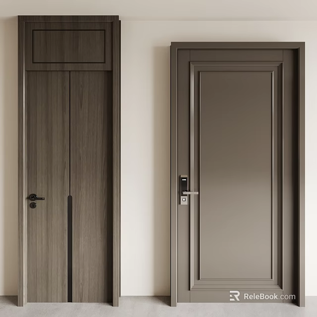 Modern Dark Gray Security Door With Durable Steel Panel And Secure Lock Design 3d model