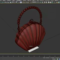 Elegant Shell Shaped Transparent Clutch Bag With Purple Beaded Handle And Silver Metal Accents