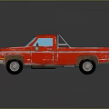 Red Classic Pickup Truck With Blue Windows Shiny Exterior And Dark Background Reflection