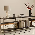Modern Bookshelf With Metal Frame Black Shelving Books And Decorative Items
