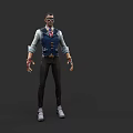 Game Movie Character Male 3D Model With Blue Vest White Shirt Black Pants And Glasses