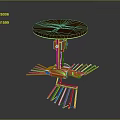 Smart Machine Featuring Round Wooden Top Multi Legged Orange Metal Stand Innovative Design