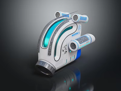 Futuristic Space Rocket Design With White Blue Circular Components For Cosmic Exploration 3d model