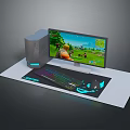 Gaming Desktop PC Setup With LED Monitor RGB Keyboard And Large Mouse Pad