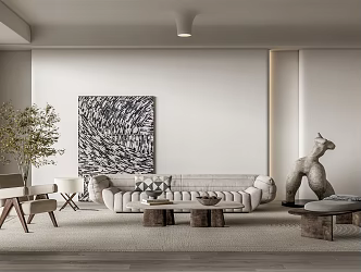 Quiet living room living room sofa tea table combination 3d model