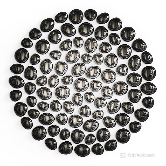 Modern Black and Clear Round Beads in Circular Arrangement Wall Decor 3d model