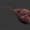 3D Rendered Organ With Hair Like Fibrous Structure And Textured Marbled Surface