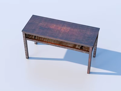 Wooden Outdoor Table With Natural Wood Grain Top And Slim Support Legs 3d model