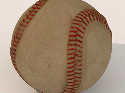 Detailed Classic Baseball Design With Beige Surface And Red Stitches 3d model