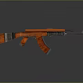 Assault Rifle Featuring Orange Body Wooden Stock On Dark Reflective Background