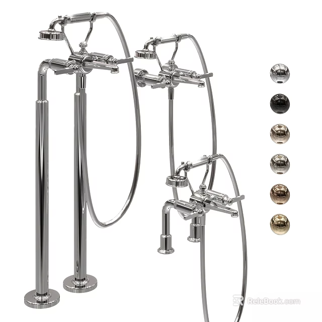 Modern Chrome Bathroom Faucet With Multiple Spherical Decorative Balls In Various Colors 3d model 