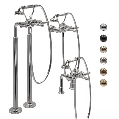 Modern Chrome Bathroom Faucet With Multiple Spherical Decorative Balls In Various Colors 3d model
