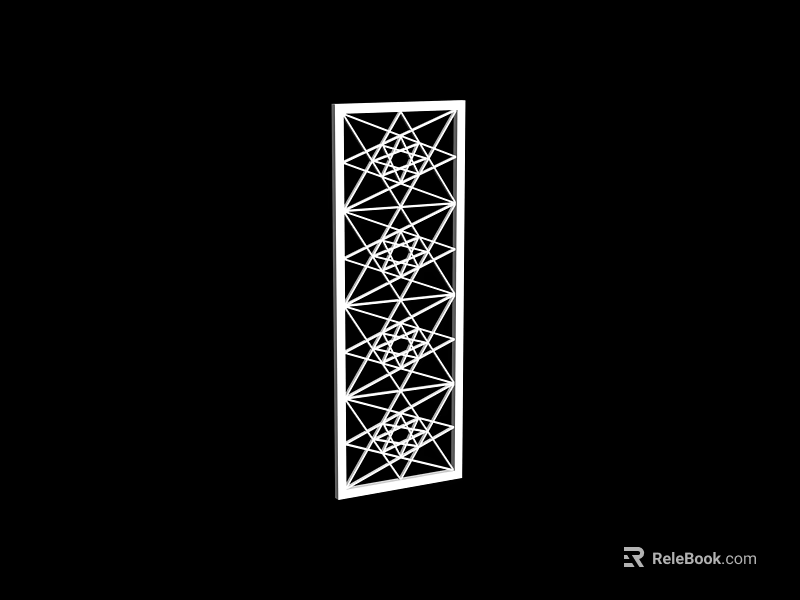 White Modern Decorative Room Divider With Geometric Lattice Pattern For Home Interior 3d model 