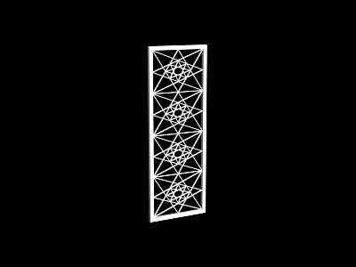 White Modern Decorative Room Divider With Geometric Lattice Pattern For Home Interior 3d model