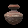 Ancient Handcrafted Terracotta Vessel With Two Tiered Design And Textured Surface