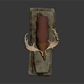 Realistic 3D Model Deer With Red White Body And Large Antlers On Stone