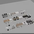 Various Modern Dining Table Sets With Matching Chairs And Minimalist Designs 3d model
