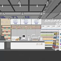 Supermarket Department Store Bright Shopping Space With Neatly Arranged Product Shelves And Checkout Counter