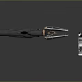 Futuristic Sci Fi Weapon With Metallic Structure And Red Detachable Component
