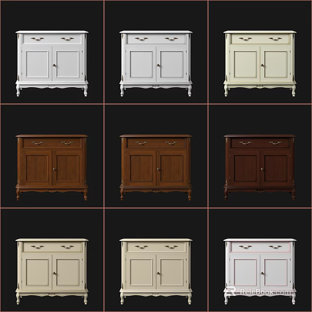 Classic Design Wooden Entryway Console Tables And Side Cabinets In Various Colors With Storage Doors 3d model 