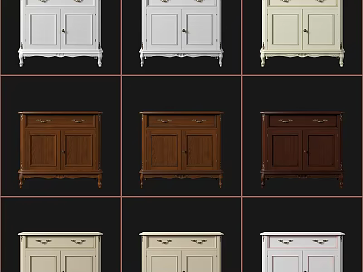Classic Design Wooden Entryway Console Tables And Side Cabinets In Various Colors With Storage Doors 3d model