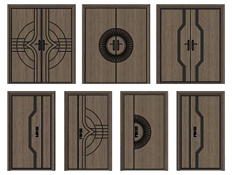 Modern door double-opening single-opening child-mother door combination 3d model