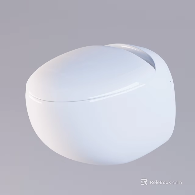 Modern White Toilet With Sleek Curved Design And Smooth Surface Finish 3d model 