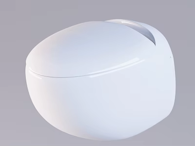 Modern White Toilet With Sleek Curved Design And Smooth Surface Finish 3d model