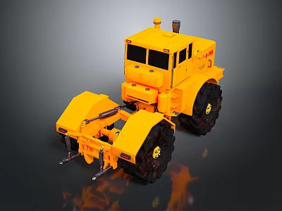 Yellow Heavy Duty Utility Vehicle With Large Tires For Construction Work 3d model