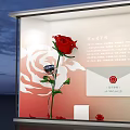 Love City Display Board With Red Rose Envelope And Design Elements 3d model