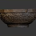 Antique Carved Ceramic Bowl With Intricate Patterns And Arabic Inscriptions