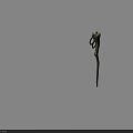 Ancient Decorative Spear Weapon With Ornate Rings And Sharp Metal Head Design