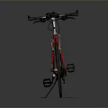 Red Classic Bicycle With Black Seat And Silver Rims On Display Stand