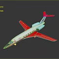 White Airplane Model With Red Wings Tail Black Nose And Windows On Gray Gradient Background