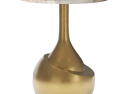 Elegant Modern Dining Table With Unique Brass Base And Smooth Polished Natural Marble Tabletop 3d model