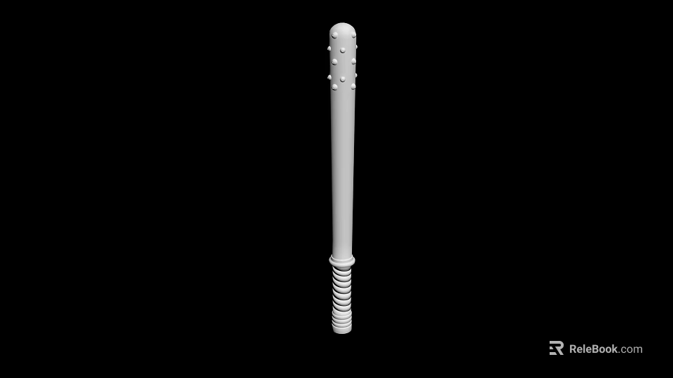 Sturdy Industrial Hardware Tool Rod With Threaded Bottom Raised Dots And Cylindrical Top 3d model 