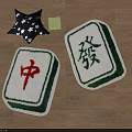 Square Decorative Rugs Featuring Mahjong Chinese Characters Red Zhong and Green Fa Patterns