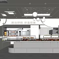 Modern Dessert Shop Interior Showcasing Display Counter With Variety Of Fresh Pastries And Cakes