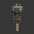 Decorative Spherical Device With Colorful Patterns Happy Text And Square Base Display Screen