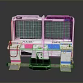Retro Two Player Arcade Machine With Pink Blue Screens And Classic Design