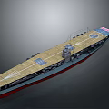 Scale Aircraft Carrier Model With Wooden Flight Deck Runway Markings And Gray Hull