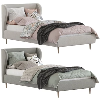 Modern Children's Bed With Soft Bedding Decorative Pillows And Cozy Design 3d model