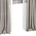Gray Pleated Linen Curtains With White Sheer Voile Panels For Home Window Decor