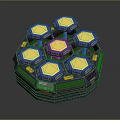 Blue Hexagon Doll With Yellow Light Up Panels And Tech Style Design 3d model