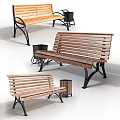 Wooden Outdoor Benches With Metal Legs For Park Garden Patio Seating