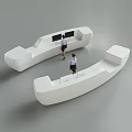 Modern White Reception Desk With Curved Design And Staff Working 3d model