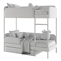 Stylish Soft Upholstered Children Bunk Bed With Golden Metal Frame Ladder And Bottom Storage Drawers