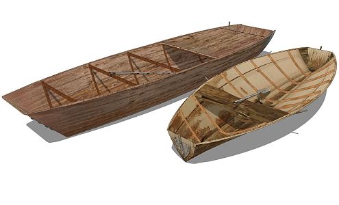 Chinese wooden boat 3d model